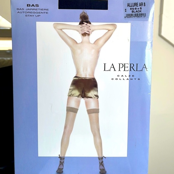 LA PERLA CALZE COLLANTS Black “Stay UP” ALLURE Size S - Picture 2 of 7